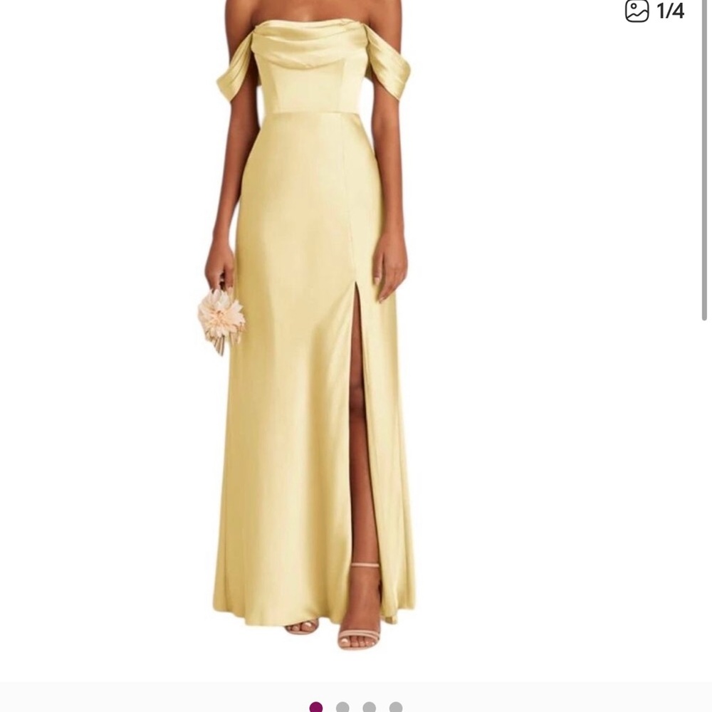 “Birdy Grey” Chiffon Convertible Strapless Dress in Lemon Sobert